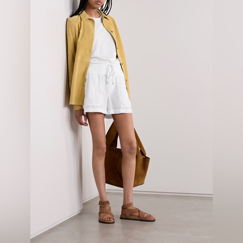 Nwot James Perse White 100% Linen Drawstring Shorts Size3